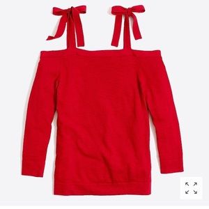 Jcrew Cold Shoulder Sweater in vibrant red